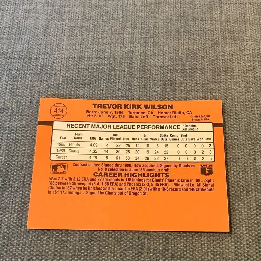 1990 Donruss San Francisco Giants Baseball Card Trading Card